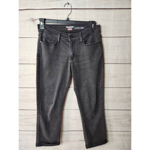 Denizen Levis Womens Modern Cropped Jeans Black Stretch‎ Mid Rise Zip Denim 30